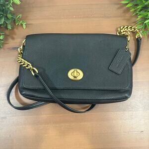 Coach Women's Crosstown Black Leather Crossbody Bag 1494